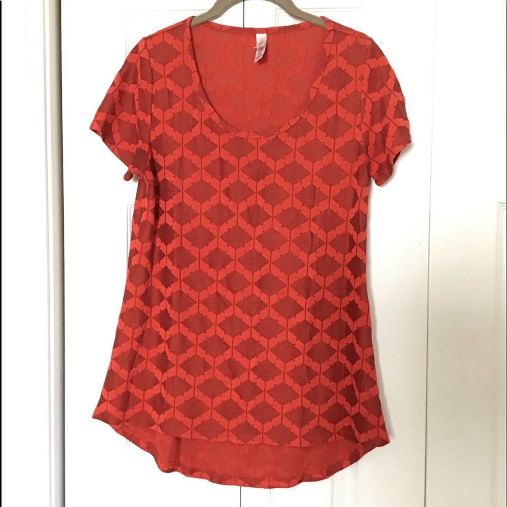 Red Iridescent Pattern top XS